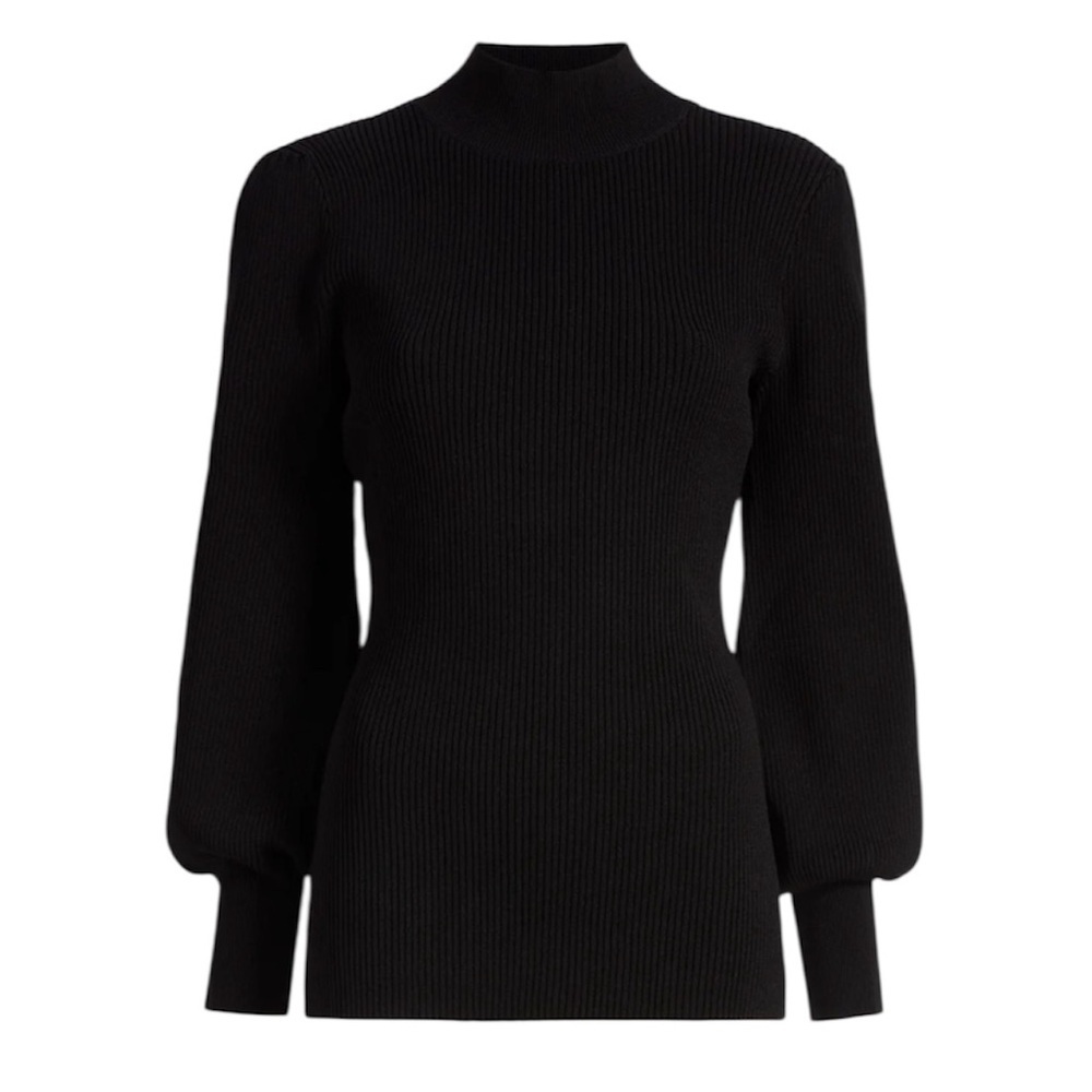 Hill House | Black The Winter Sweater Balloon Sleeves Ribbed Size Small NWT